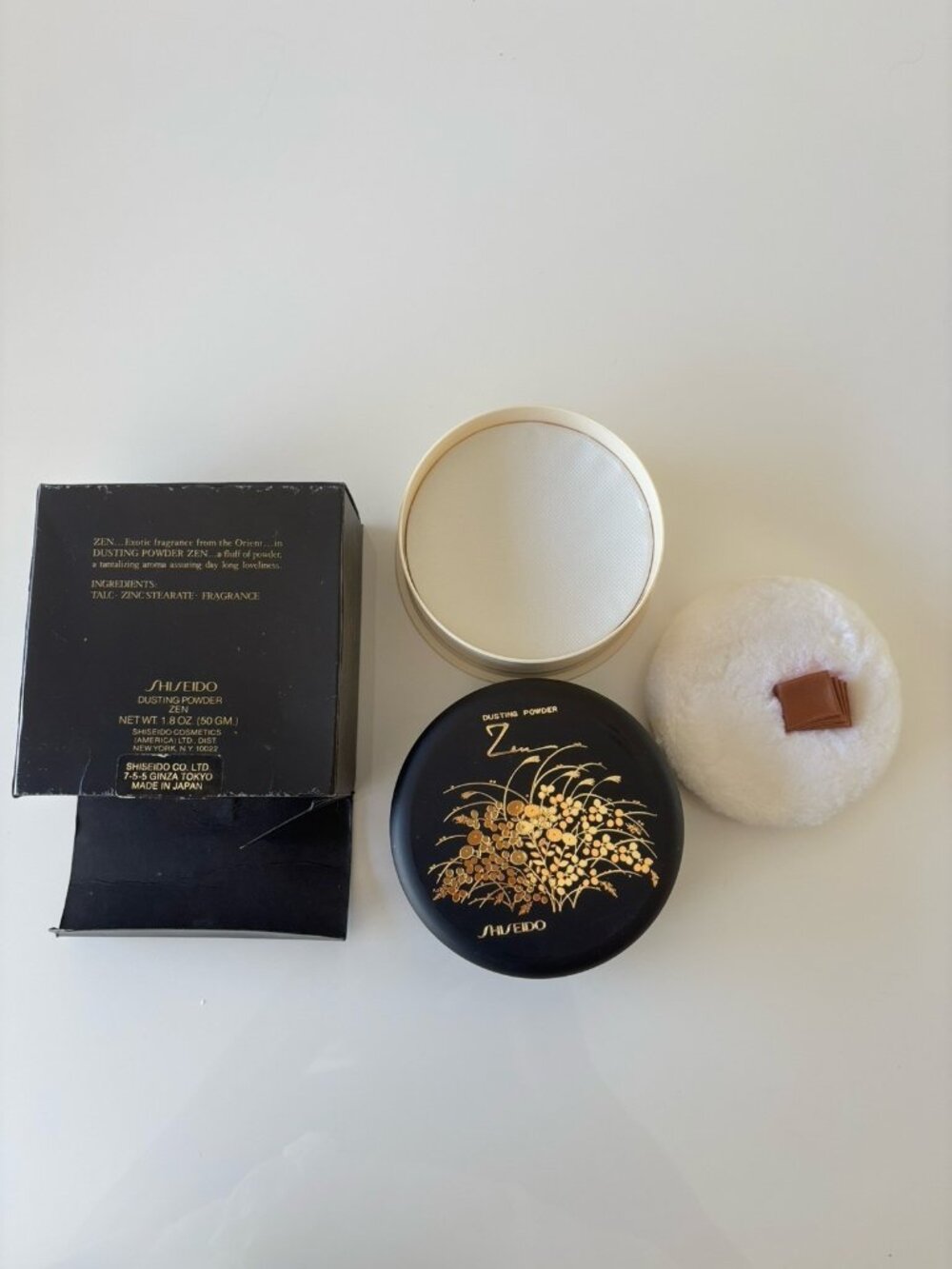 Vintage Shiseido Zen 50g 1.8 oz Dusting Powder W Box & Puff